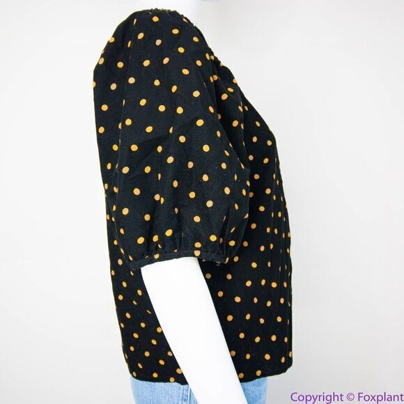 NEW Madewell Corduroy Puff-Sleeve Wrap Top in Oval Dot, S - Picture 13 of 16